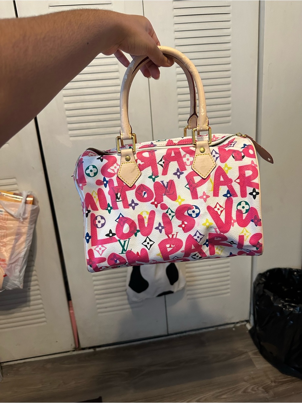 Louis Vuitton Pink Graffiti Mini Speedy Satchel